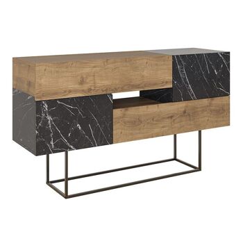 Buffet MIRACLE Effet Marbre Marron Clair-Noir 145x40x82cm 1