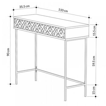 Table Console EGIPT Moka Clair 110x35,6x90cm 6