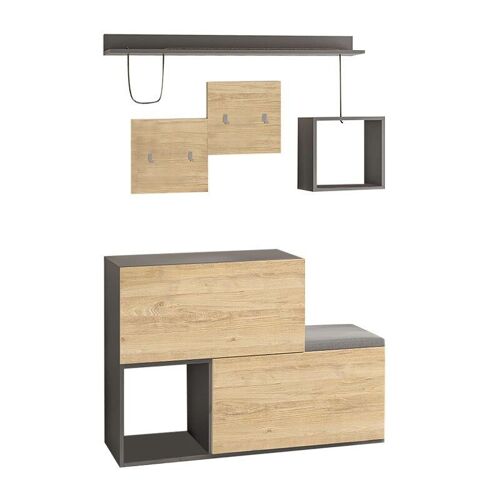 Entryway Furniture Set DINA Oak-Anthracite 120x36,5x87,5cm