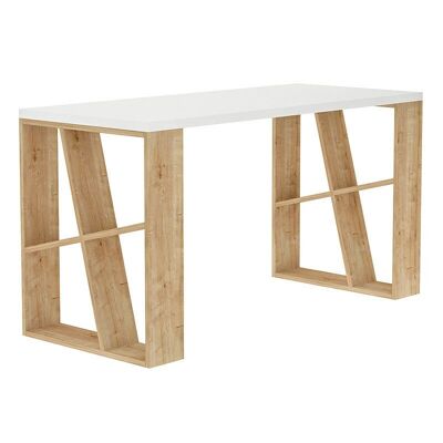 Home Office Desk VALDI White - Oak 137x60x75cm