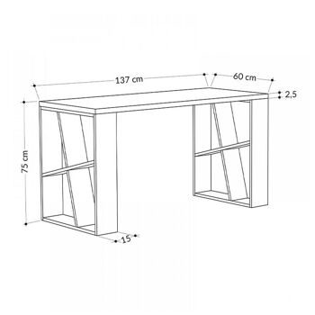 Bureau à domicile Bureau VALDI Blanc - Chêne 137x60x75cm 3