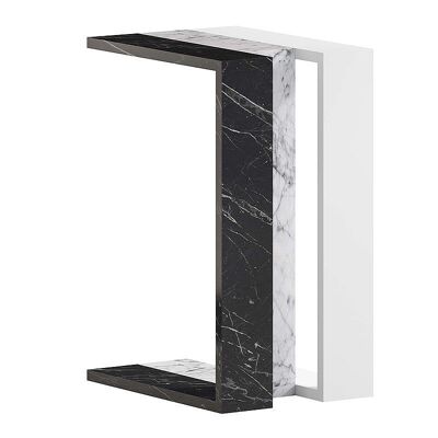Coffee Table RELAX Black/White Marble Effect - White
