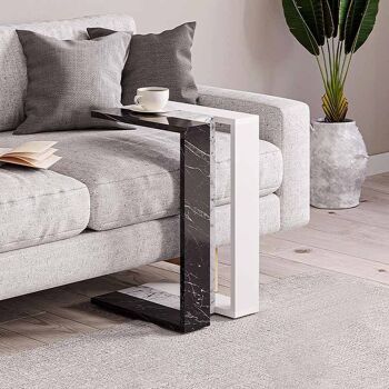 Table Basse RELAX Effet Marbre Noir/Blanc - Blanc 2