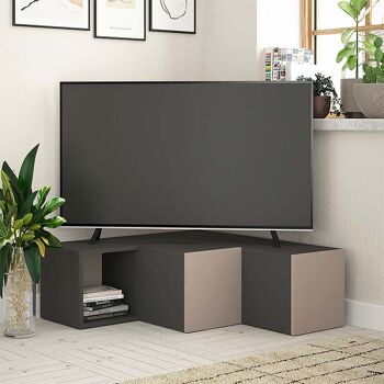 Meuble TV HOLLY Anthracite - Moka Clair 94,2x90,6x31,4cm 2