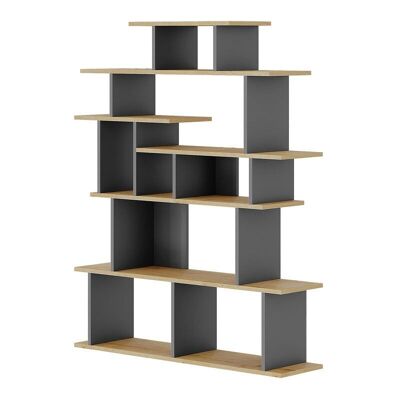 Bookcase PIRAMIDE Oak- Anthracite 120x29,2x149cm