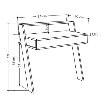 Bureau d'accueil Chêne LAPI 94x50x91cm 5