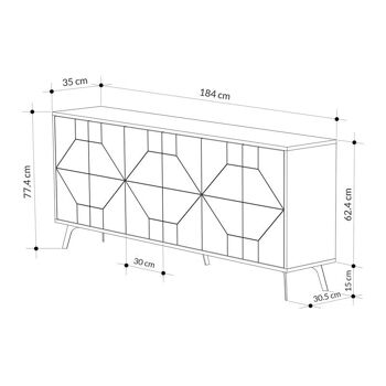 Buffet MIKE Chêne 184x35x77.4cm 6