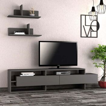 Meuble TV HERMANN Anthracite 180x29,8x42cm 2