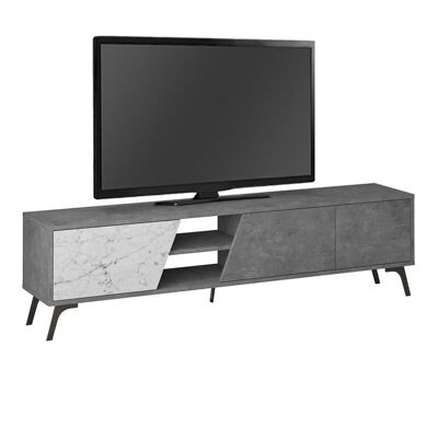 TV Stand CARLITO Retro Grey - White Marble Effect 180x35,6x48cm