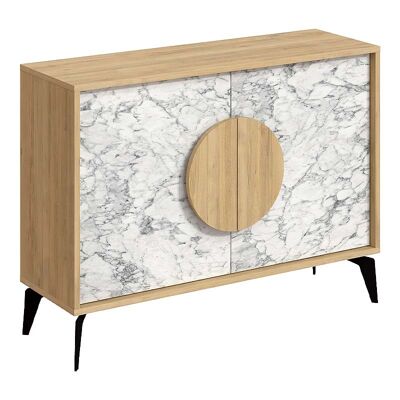 Buffet PARIS Oak - White marble 110x35.6x82cm