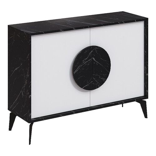 Buffet PARIS Black marble - White 110x35,6x82cm