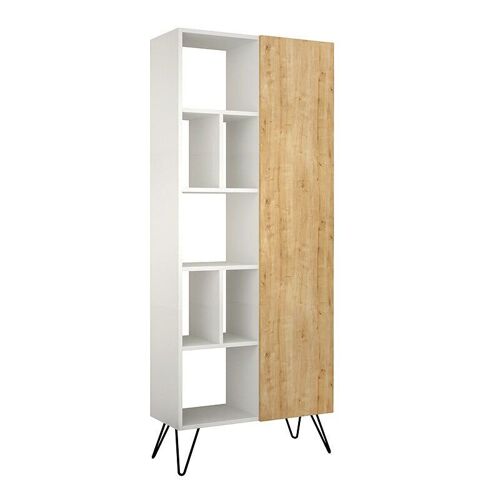 Bookcase GUDRUN White - Oak 80,6x29,6x191cm