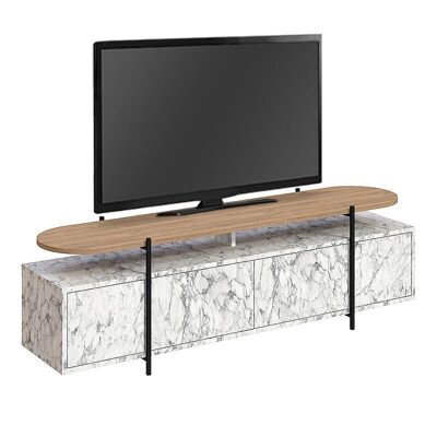 Mueble TV HEIKO Efecto Mármol Blanco 160x35,6x48cm