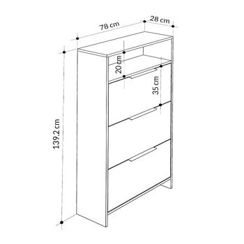 Étagère à chaussures TORFU Blanc ancien 78x28x139cm 6