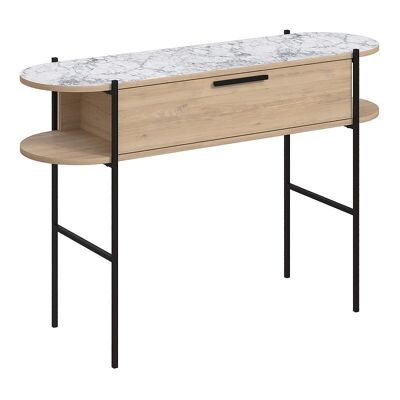 Console Table GIANNY Oak - White Marble Effect