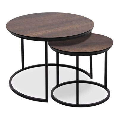 Conjunto de mesa de centro JULIUS en nogal 65x65x44cm