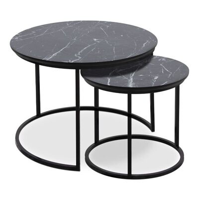 Ensemble de table basse JULIUS effet marbre noir 65x65x44cm