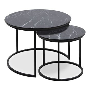 Ensemble de table basse JULIUS effet marbre noir 65x65x44cm 1