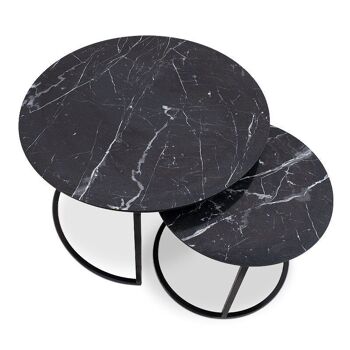 Ensemble de table basse JULIUS effet marbre noir 65x65x44cm 3