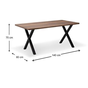 Table à manger MALVIN Noyer 140x80x75cm 5