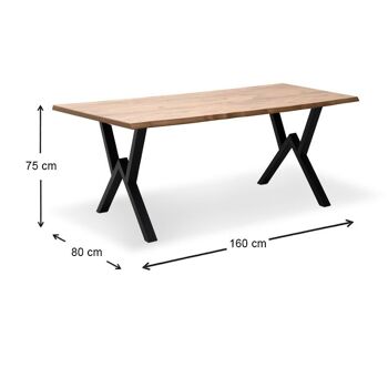 Table à manger LUIGI MDF/Acacia Métallisé 6