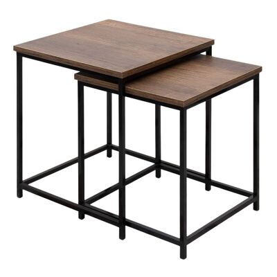 Ensemble Table Basse TIBOULT 2 pcs Noyer Noir 46x46x50cm