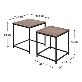 Ensemble Table Basse TIBOULT 2 pcs Noyer Noir 46x46x50cm 3