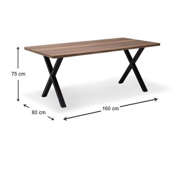 Table à manger MALVIN Noyer 160x80x75cm 5
