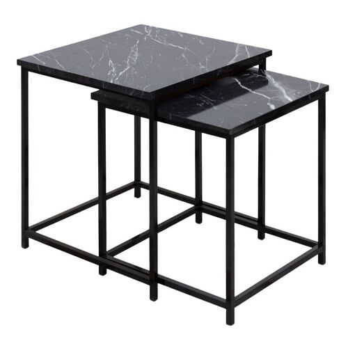 Coffee Table Set TIBOULT 2 pcs Black Marble Effect 46x46x50cm