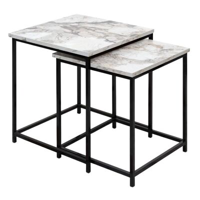 Coffee Table Set TIBOULT 2 pcs Beige Marble Effect 46x46x50cm