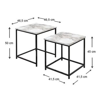 Ensemble Table Basse TIBOULT 2 pcs Effet Marbre Beige 46x46x50cm 3