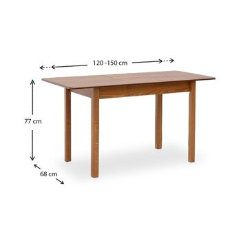 Table à manger extensible HORA Noyer 120/150x68x77cm 10