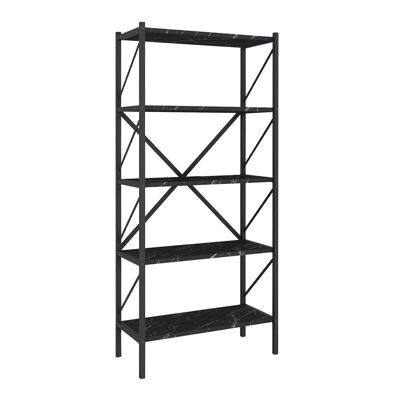 Bookcase PINIA Black Marble Effect 66x34x160cm