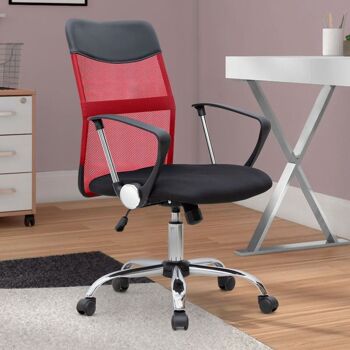 Chaise de Bureau YANICK Rouge - Noir 59x57x95/105cm 3