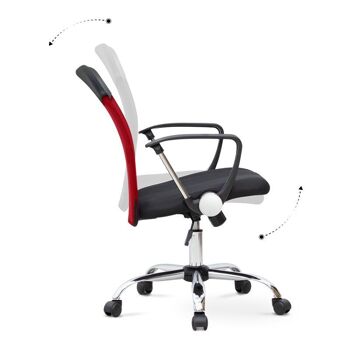 Chaise de Bureau YANICK Rouge - Noir 59x57x95/105cm 6
