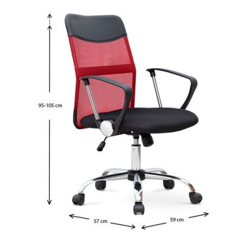 Chaise de Bureau YANICK Rouge - Noir 59x57x95/105cm 9