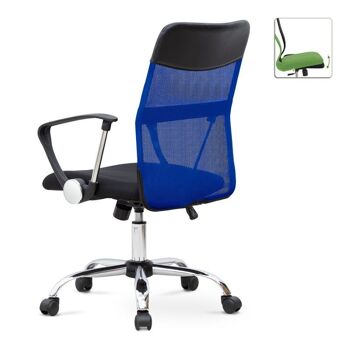 Chaise de Bureau YANICK Bleu - Noir 59x57x95/105cm 2