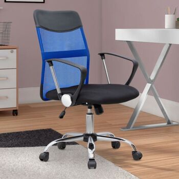 Chaise de Bureau YANICK Bleu - Noir 59x57x95/105cm 3