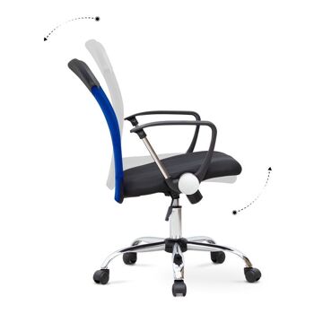 Chaise de Bureau YANICK Bleu - Noir 59x57x95/105cm 6