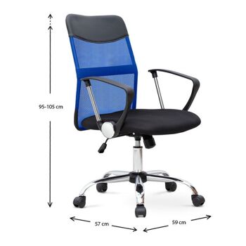 Chaise de Bureau YANICK Bleu - Noir 59x57x95/105cm 9