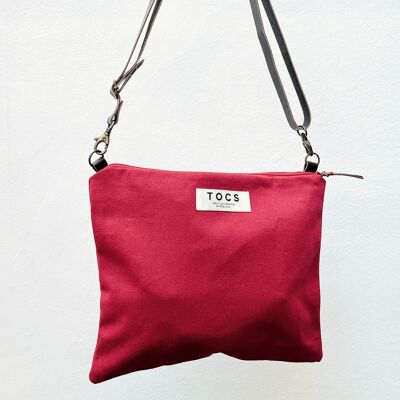 Red shoulder bag with leather handle