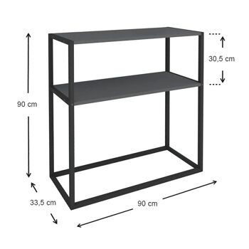 Table Console MIRANDA Noir - Anthracite 90x33,5x90cm 5