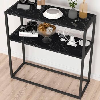 Console MIRANDA Effet Marbre Noir 90x33,5x90cm 4