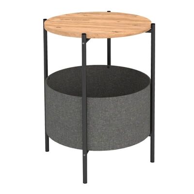 Side Table ROUND Pine Oak - Gray 43x43x60cm