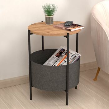 Table d'Appoint RONDE Pin Chêne - Gris 43x43x60cm 2