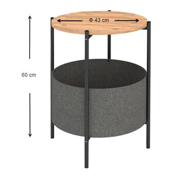 Table d'Appoint RONDE Pin Chêne - Gris 43x43x60cm 4