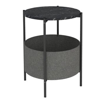 Table d'Appoint RONDE Effet Marbre Noir - Gris 43x43x60cm 1