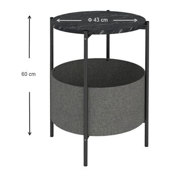 Table d'Appoint RONDE Effet Marbre Noir - Gris 43x43x60cm 4