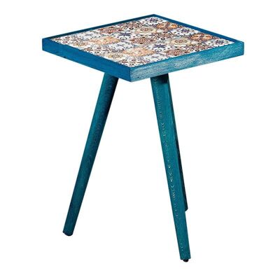 Table basse MELISSA céramique bleue 32x32x45cm