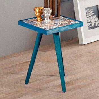 Table basse MELISSA céramique bleue 32x32x45cm 2